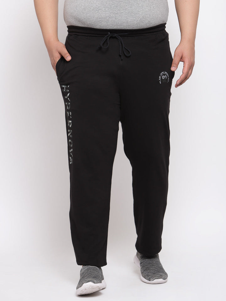 Men Black Solid Straight-Fit Track Pants