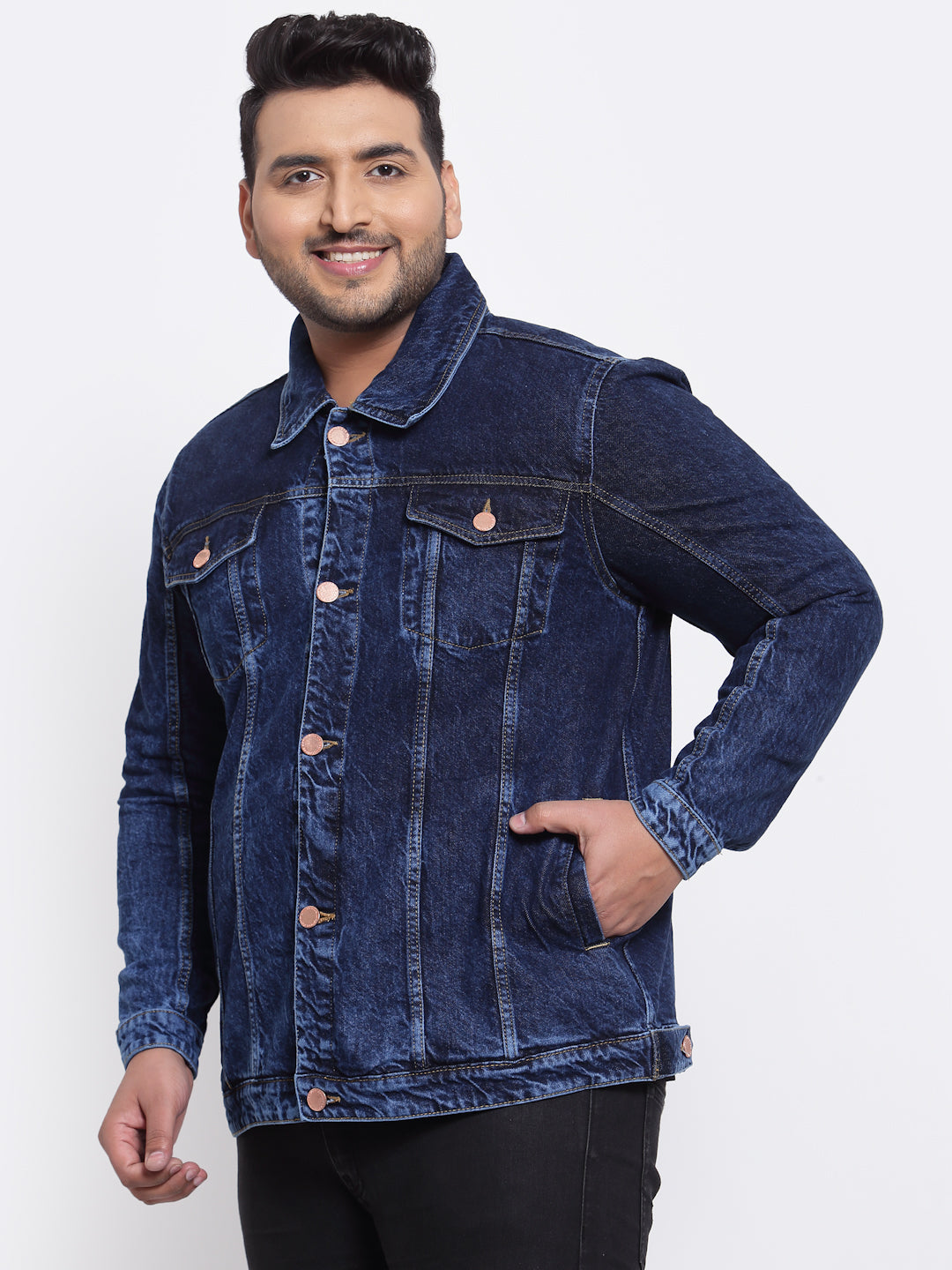 Men Blue Washed Denim Jacket