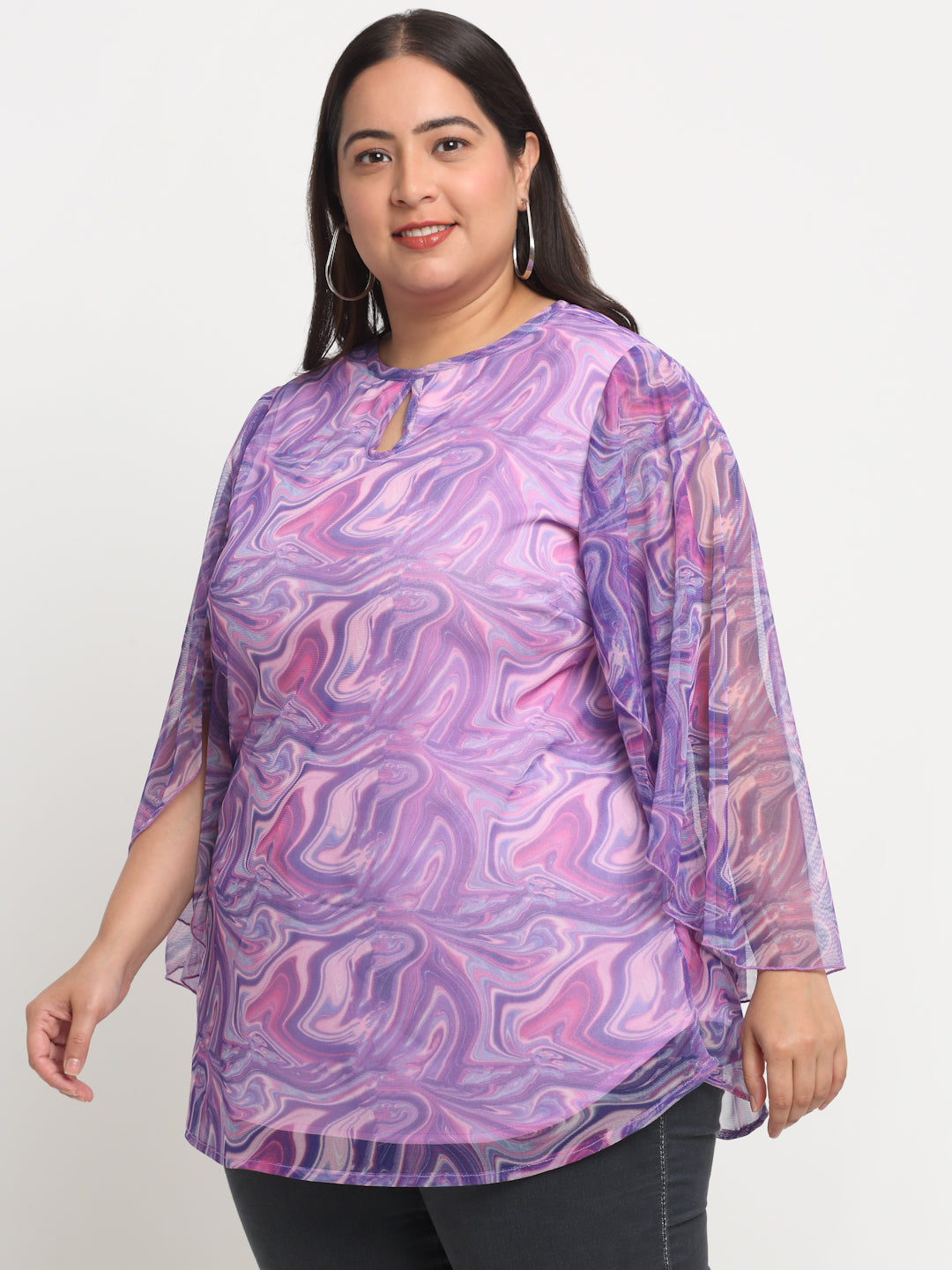 plusS Abstract Printed Longline Top