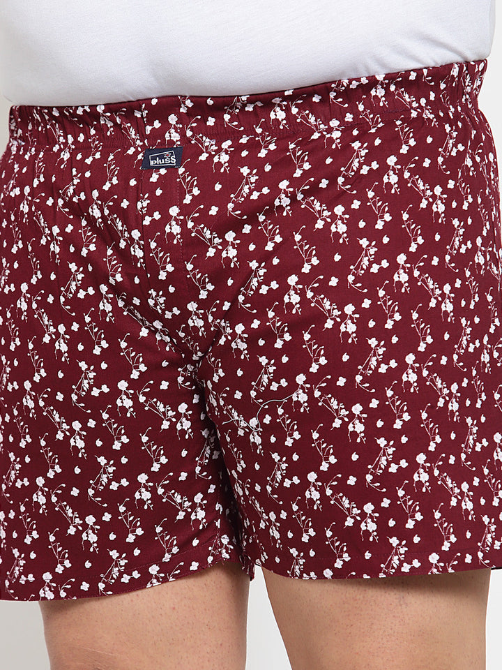 plusS Maroon Printed Pure Cotton Boxers