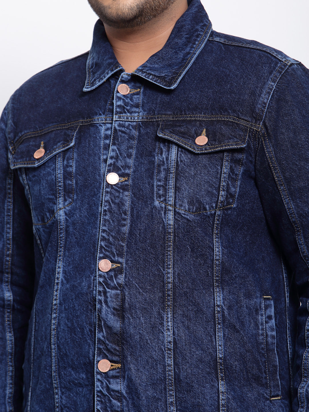 Men Blue Washed Denim Jacket