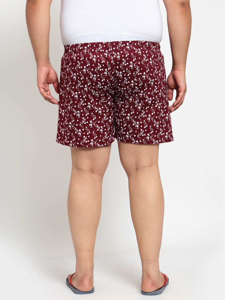 plusS Maroon Printed Pure Cotton Boxers