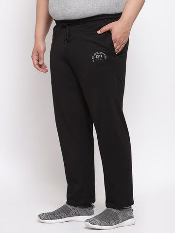 Men Black Solid Straight-Fit Track Pants