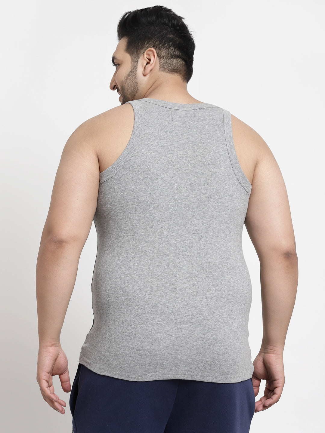 Plus Size Men Grey Solid Tank Lounge T-Shirt