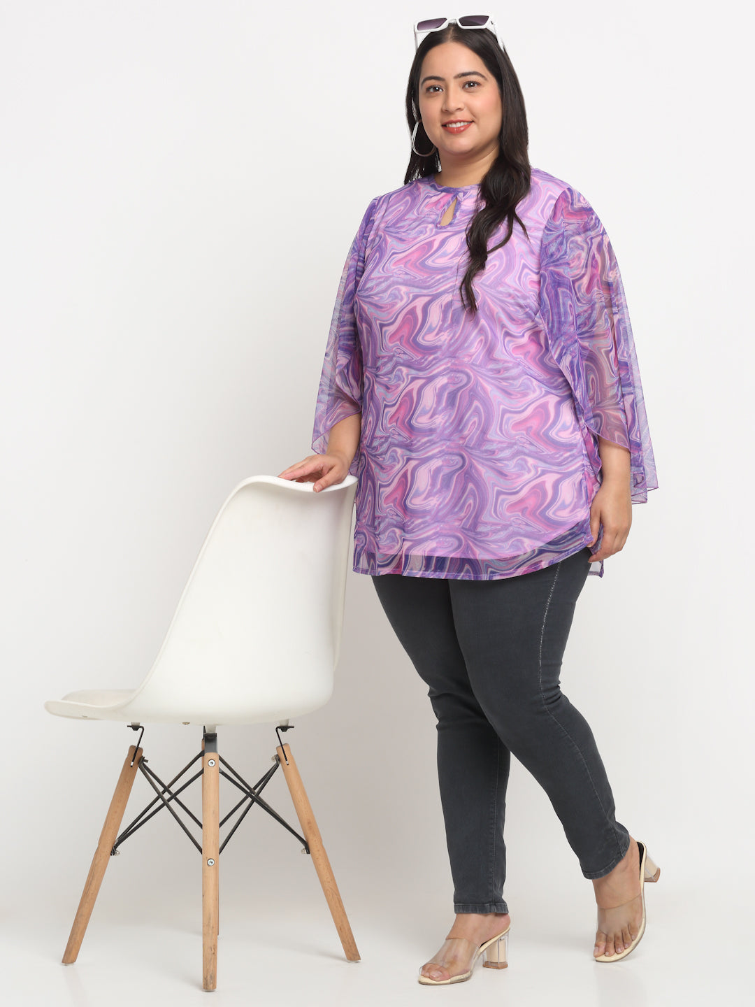 plusS Abstract Printed Longline Top