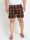 Plus Size Men Brown & Navy Blue Pure Cotton Checked Boxers MBX208E