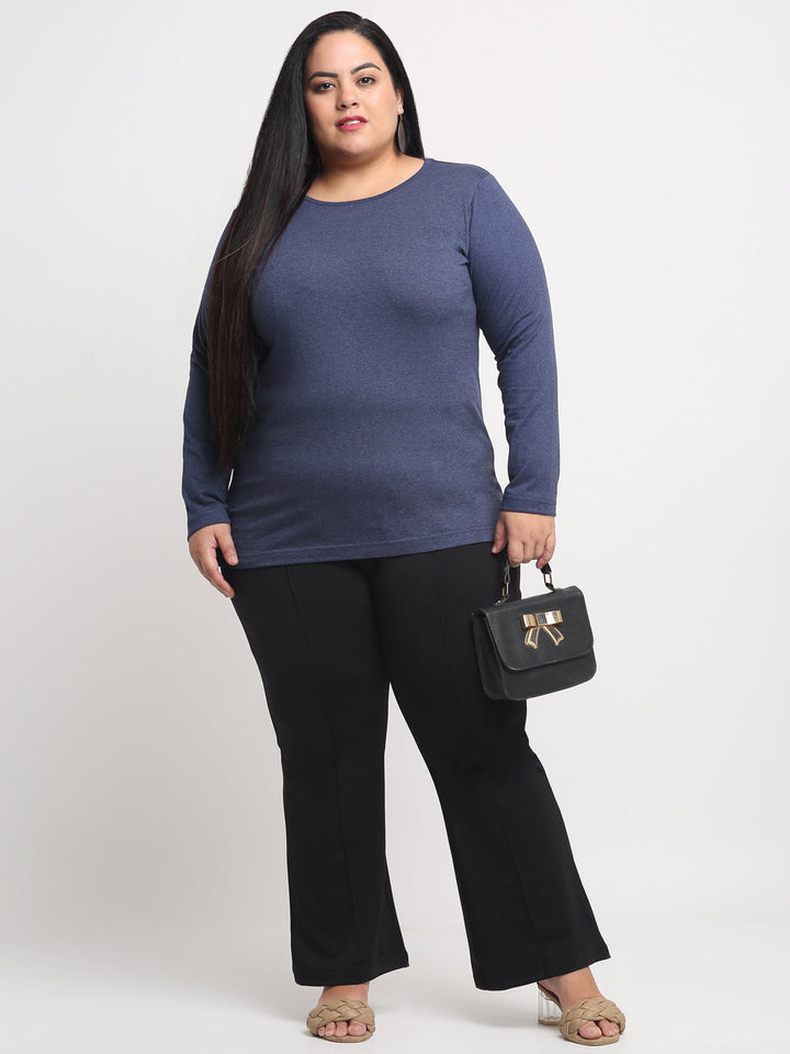 plusS Women Plus Size Navy Blue T-shirt