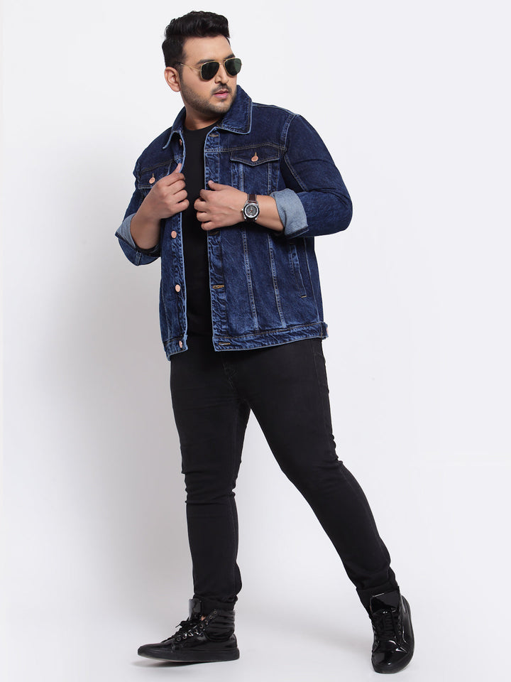 Men Blue Washed Denim Jacket