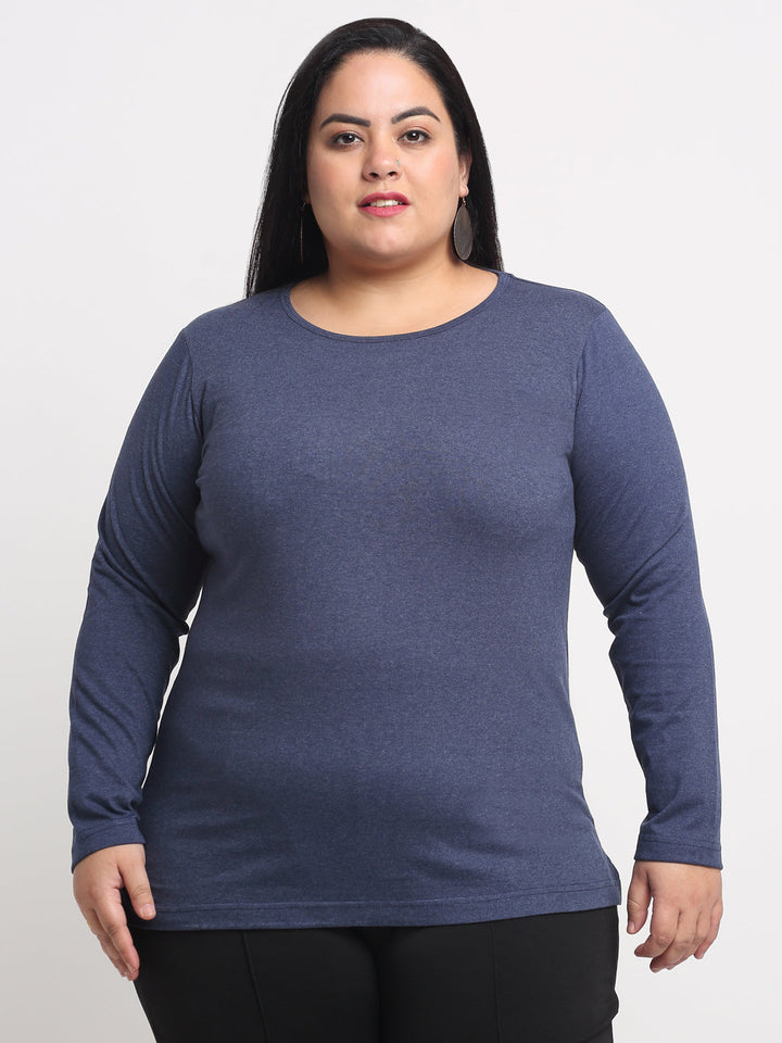 plusS Women Plus Size Navy Blue T-shirt