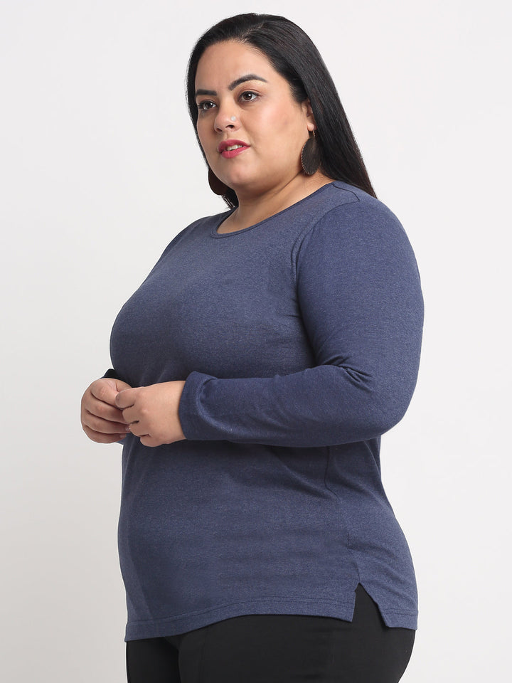 plusS Women Plus Size Navy Blue T-shirt