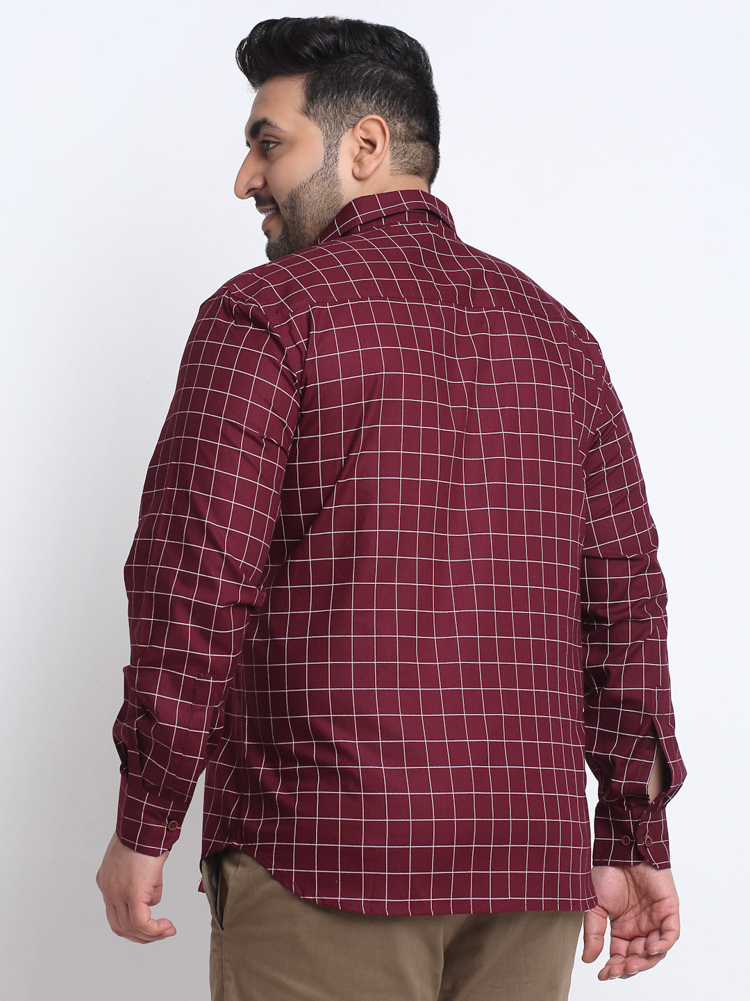 plusS Grid Tattersall Checks Checked Cotton Casual Shirt