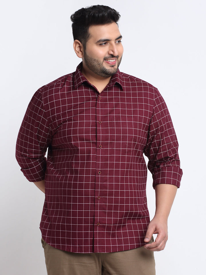 plusS Grid Tattersall Checks Checked Cotton Casual Shirt