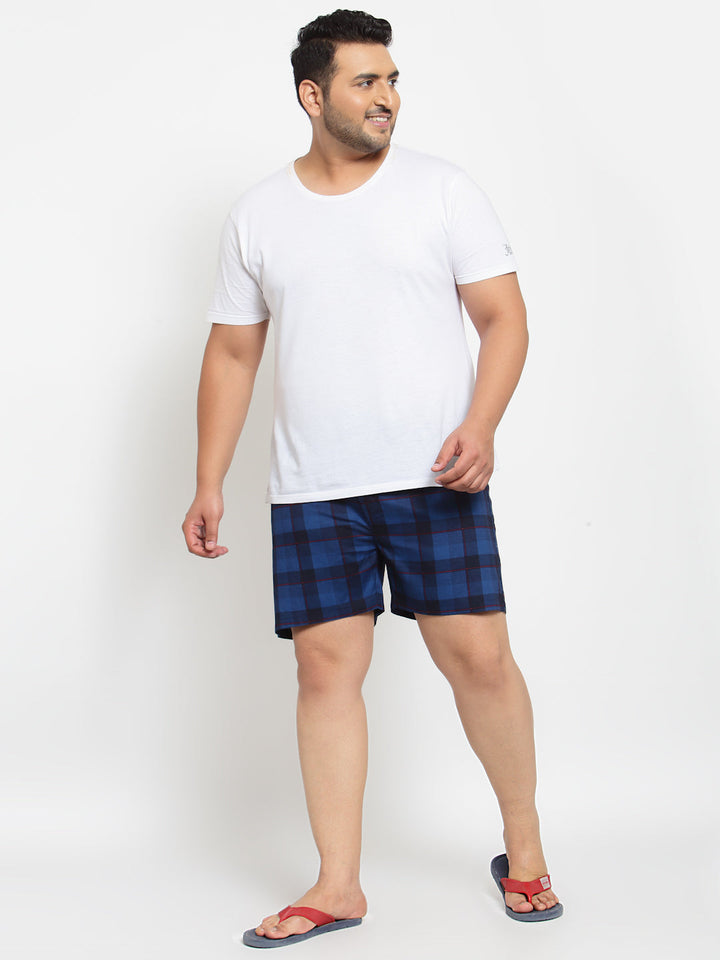 plusS Men Plus Size Blue  Black Checked Cotton Boxers