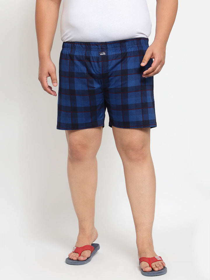 plusS Men Plus Size Blue  Black Checked Cotton Boxers