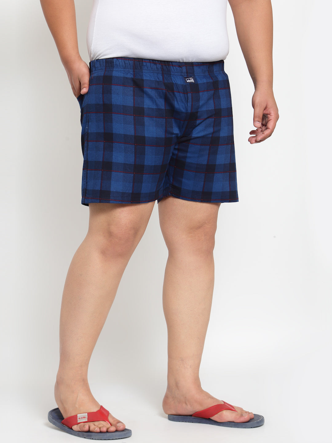 plusS Men Plus Size Blue  Black Checked Cotton Boxers