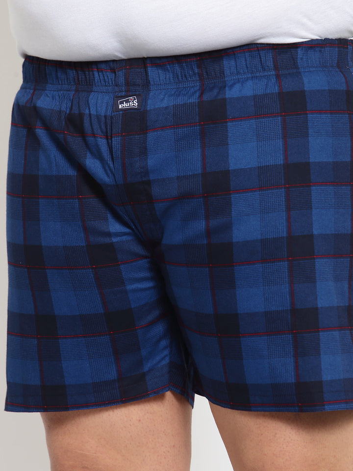 plusS Men Plus Size Blue  Black Checked Cotton Boxers