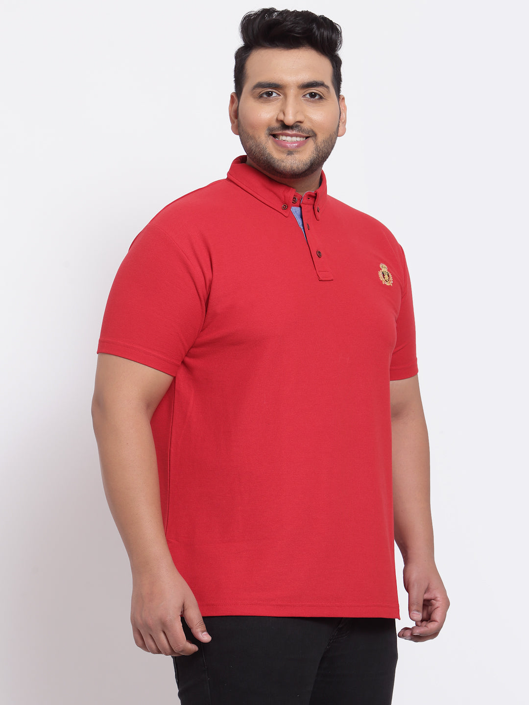 PlusS Men Red Solid Polo T-shirt