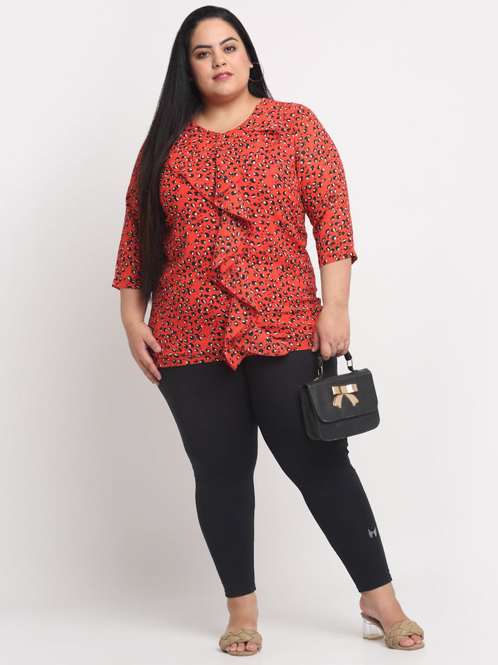 plusS Orange Plus Size Floral Printed Top