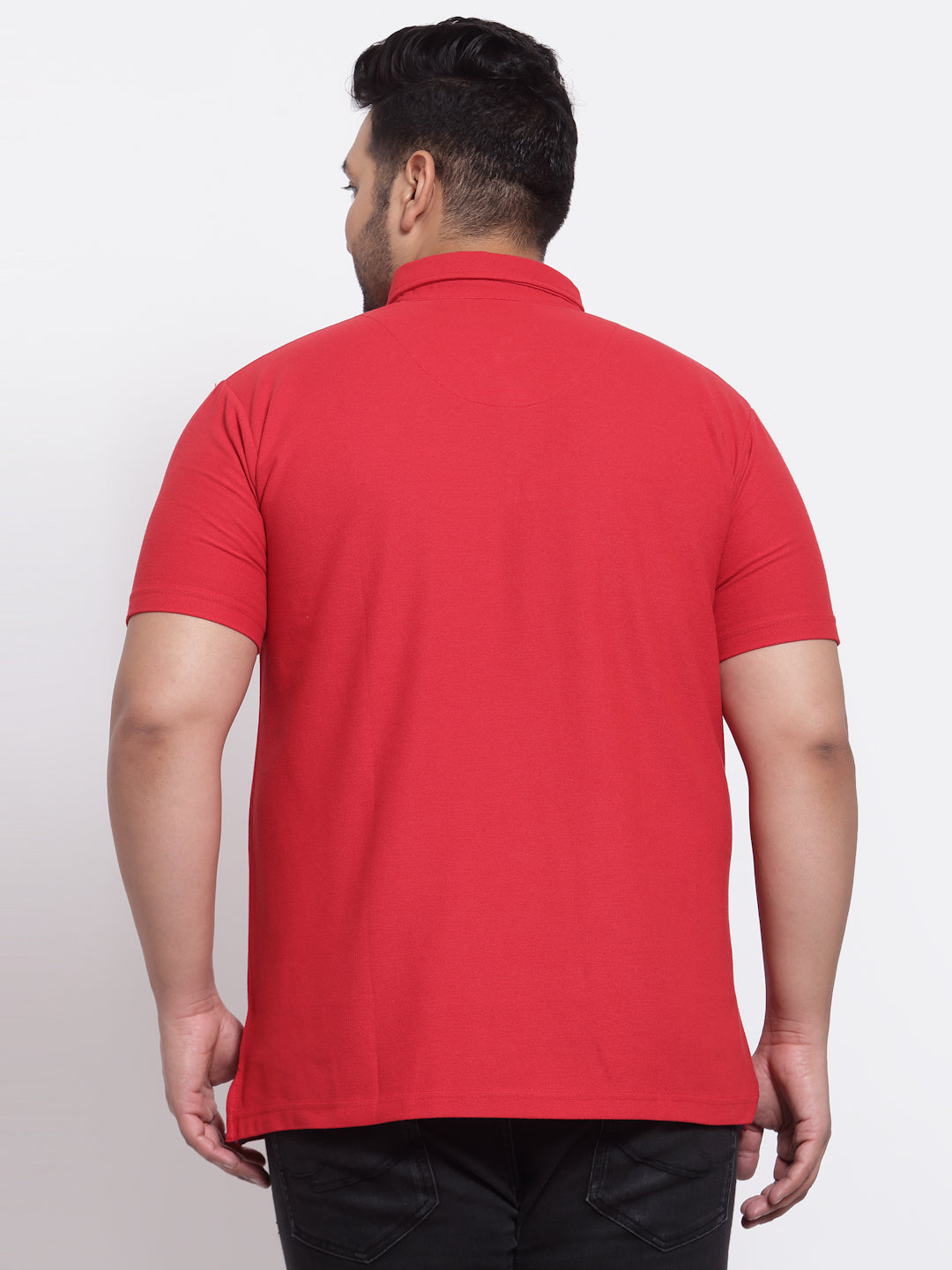 PlusS Men Red Solid Polo T-shirt