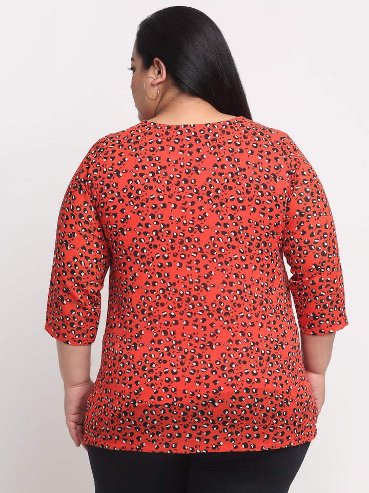 plusS Orange Plus Size Floral Printed Top