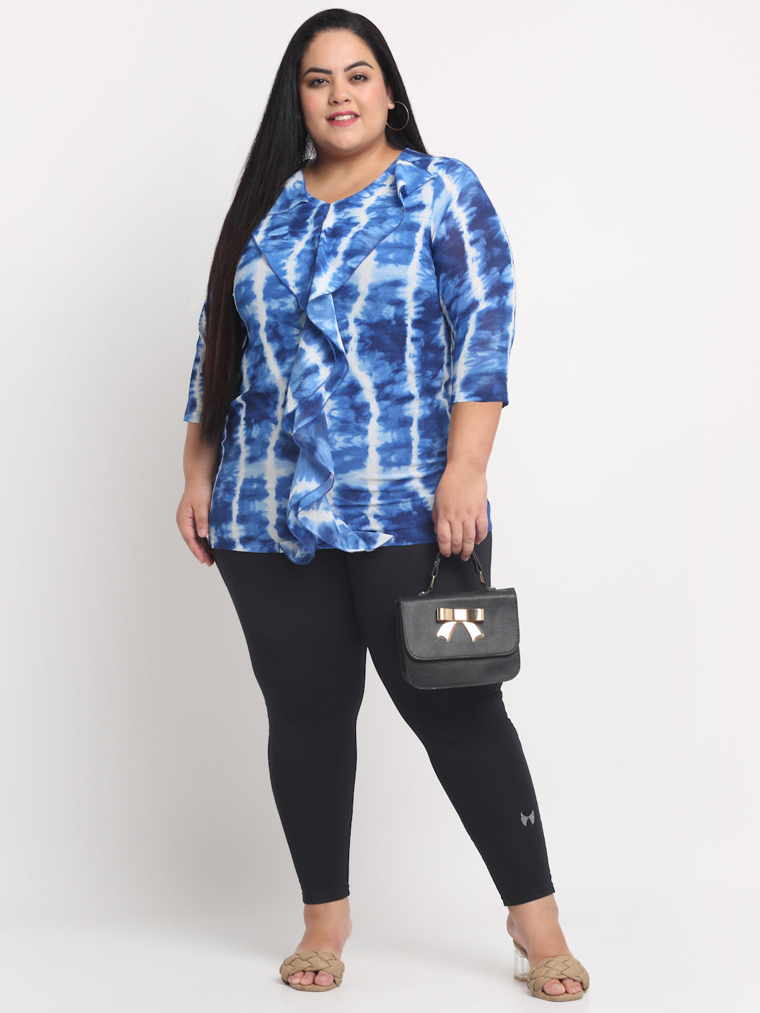 plusS Blue Plus Size Tie and Dye Top