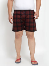 plusS Men Rust Brown  Red Checked Pure Cotton Boxers