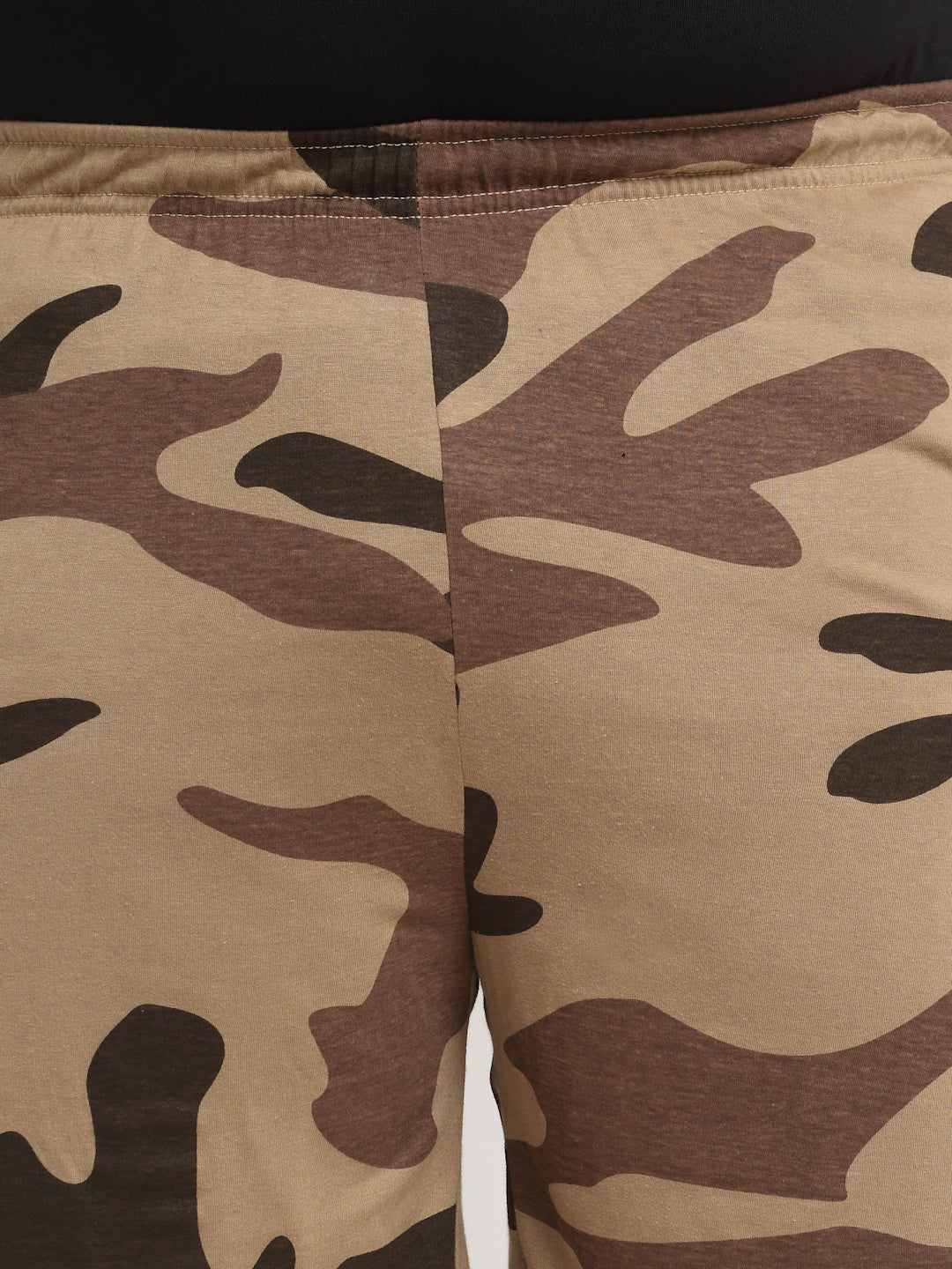 plusS Men Camouflage Printed Cotton Mid-Rise Shorts