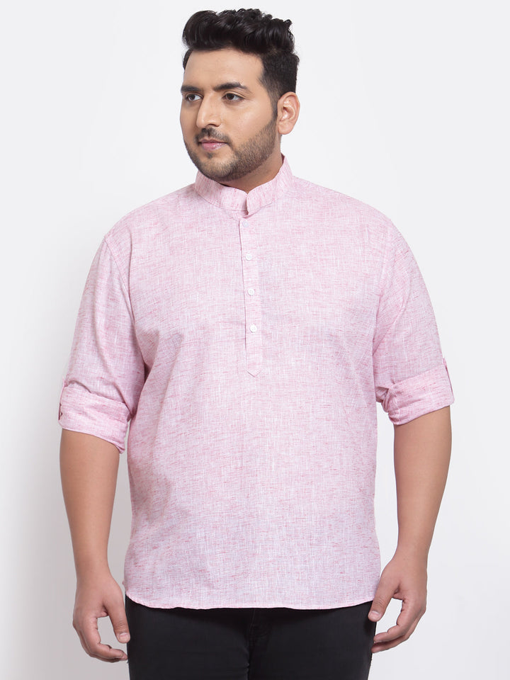 Men Plus Size Pink Kurta