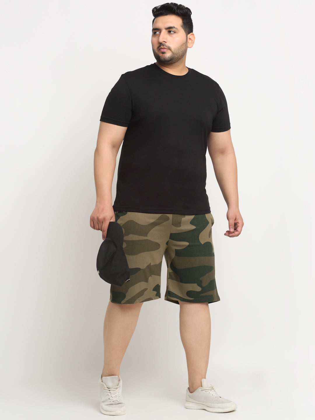 plusS Men Plus Size Camouflage Printed Cotton Shorts