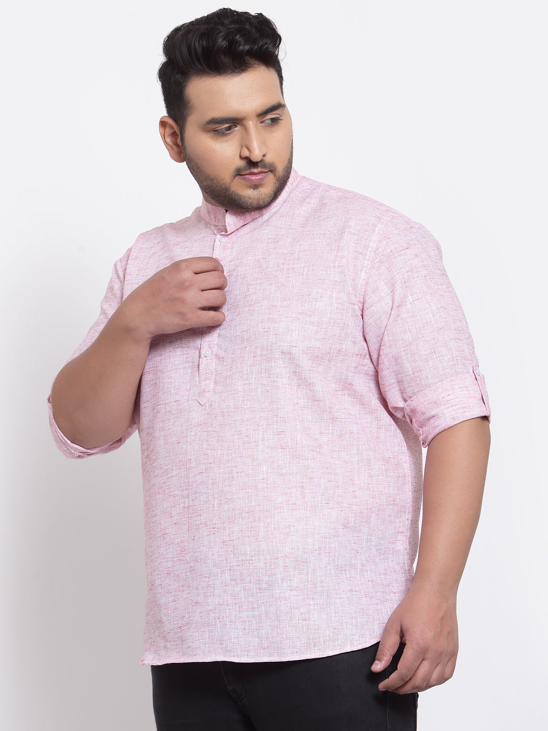 Men Plus Size Pink Kurta