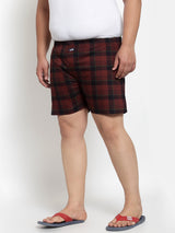 plusS Men Rust Brown  Red Checked Pure Cotton Boxers