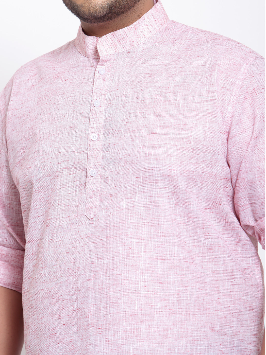 Men Plus Size Pink Kurta