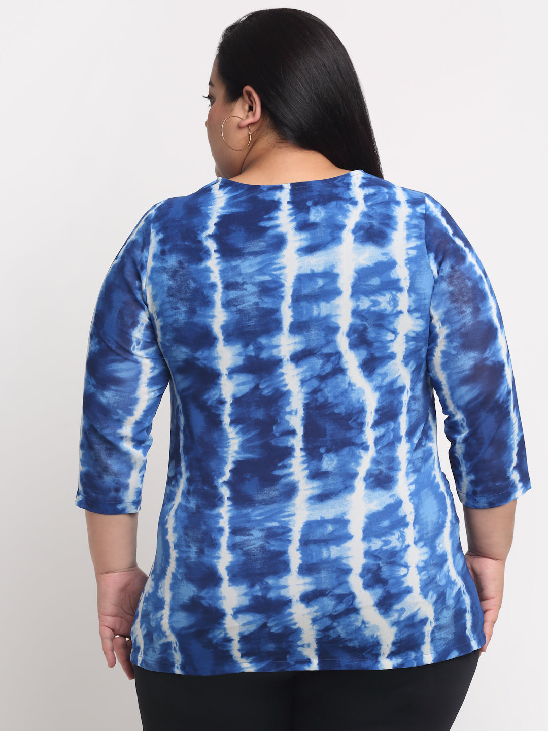 plusS Blue Plus Size Tie and Dye Top