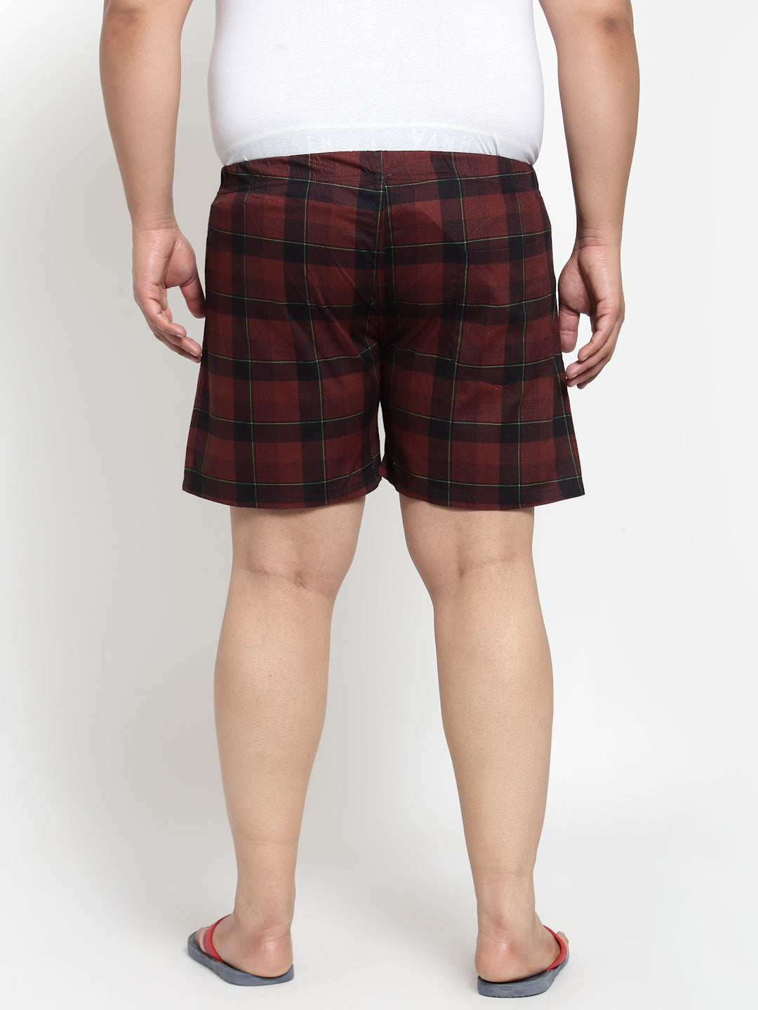 plusS Men Rust Brown  Red Checked Pure Cotton Boxers