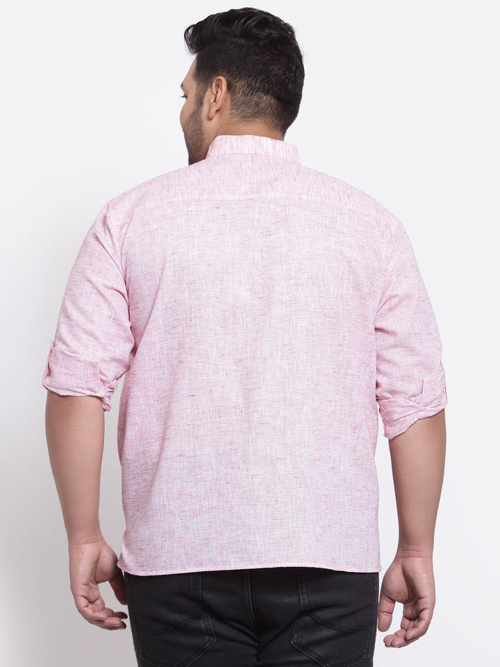 Men Plus Size Pink Kurta