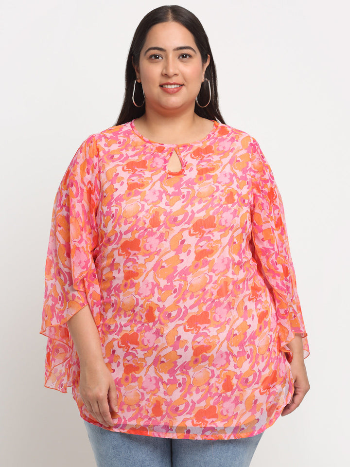 plusS Floral Printed Longline Top