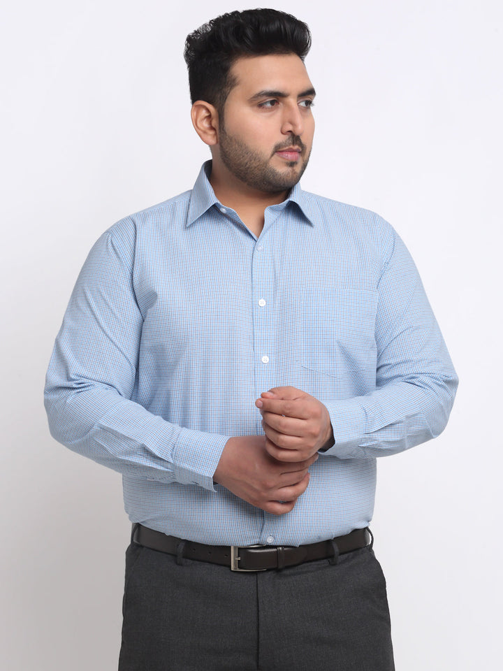 plusS Blue Cotton Formal Shirt