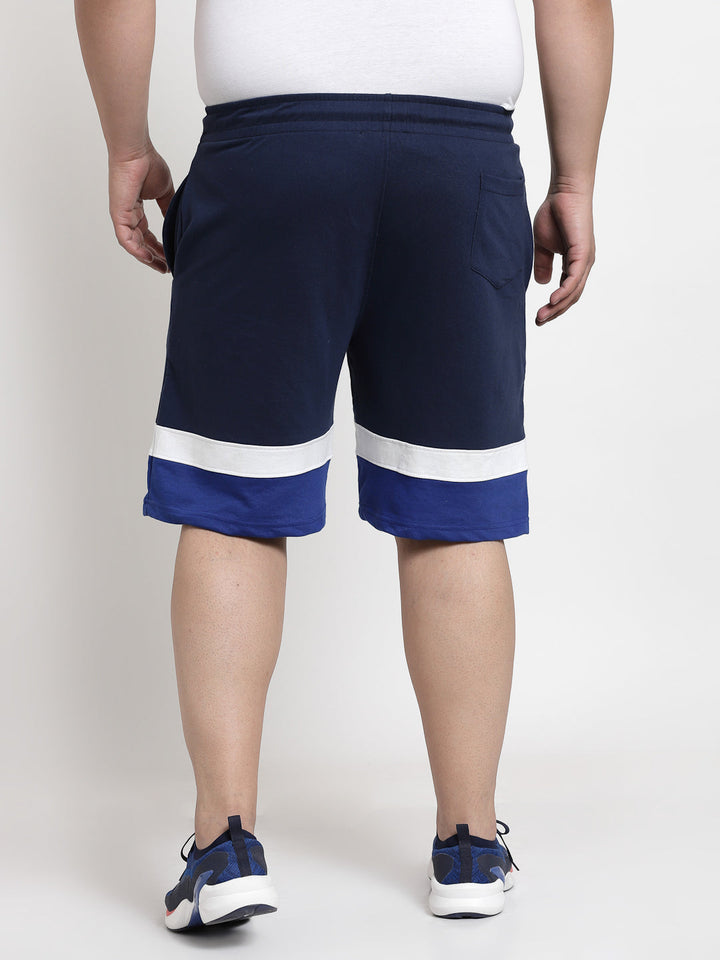 plusS Plus Size Men Navy Blue Cotton Sports Shorts