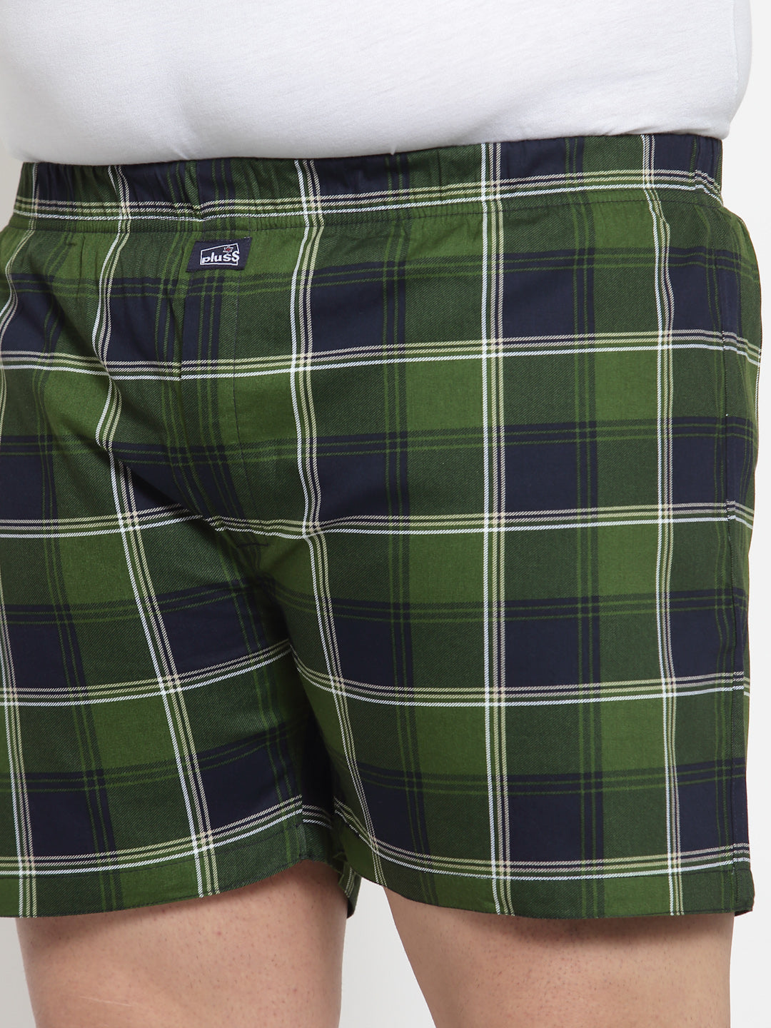 plusS Men Plus Size Green  Black Checked Pure Cotton Boxers