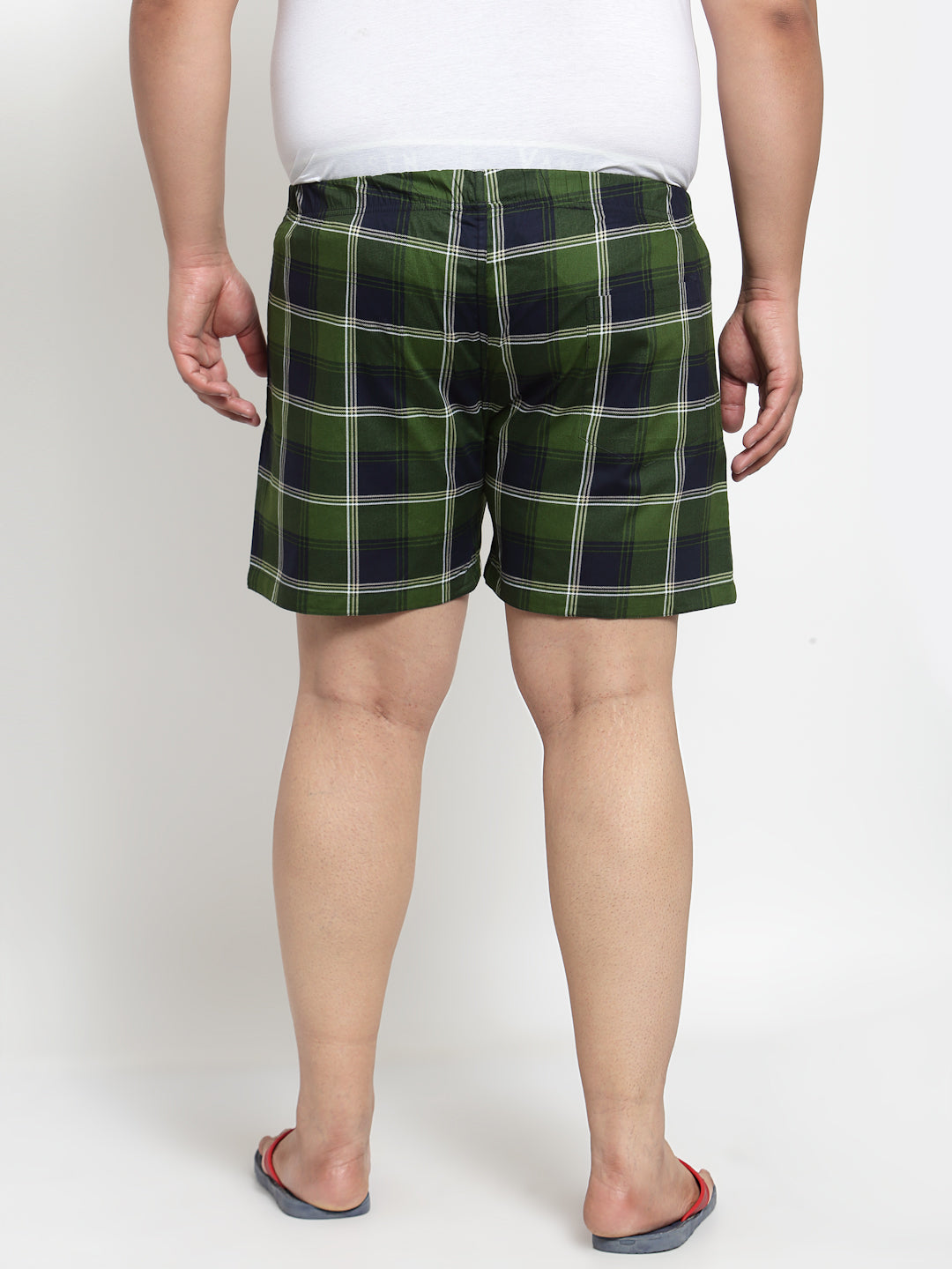 plusS Men Plus Size Green  Black Checked Pure Cotton Boxers