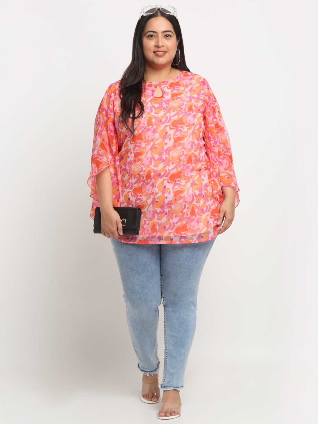 plusS Floral Printed Longline Top