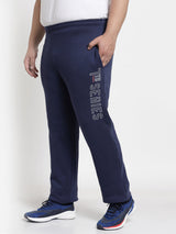 Men Navy Blue Solid Track Pants