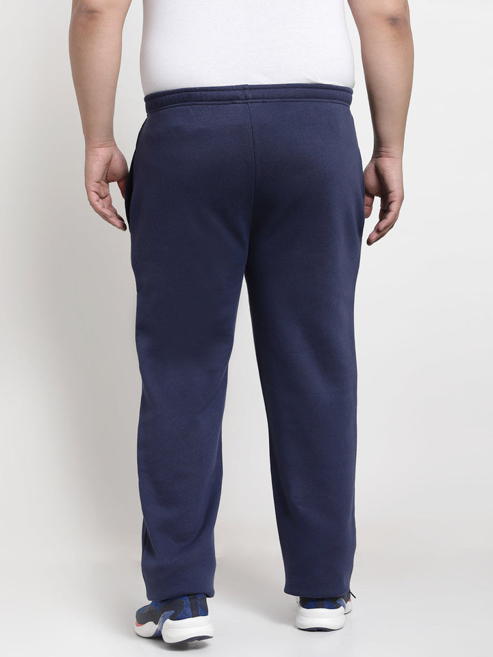 Men Navy Blue Solid Track Pants