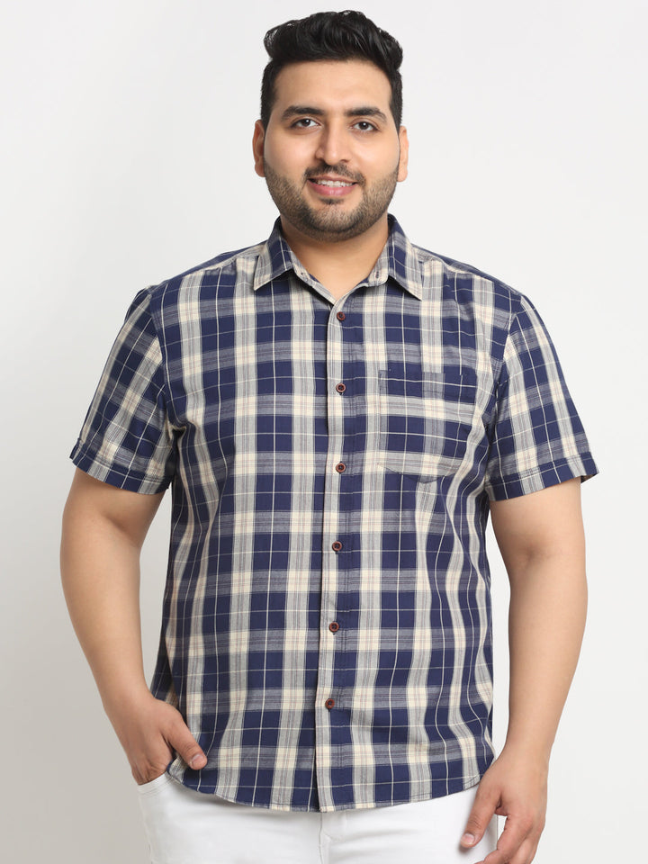 Plus Size Tartan Checks Cotton Casual Shirt