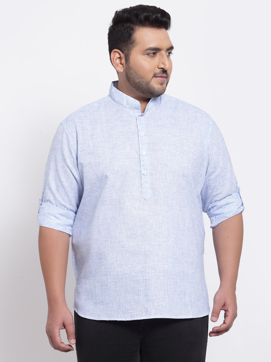 Plus Size Men Blue Thread Work Kurta