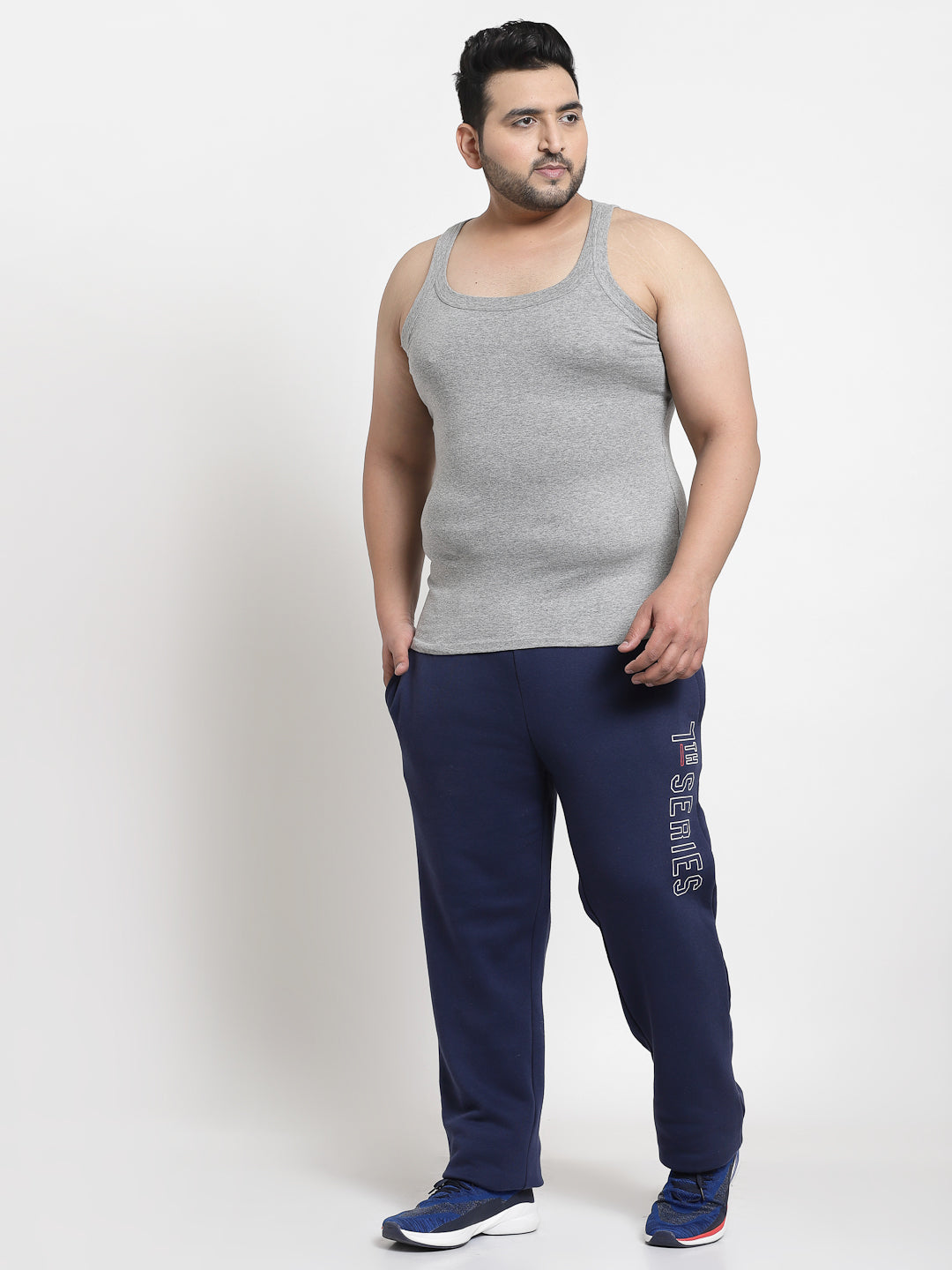 Plus Size Men Grey Solid Tank Lounge T-Shirt