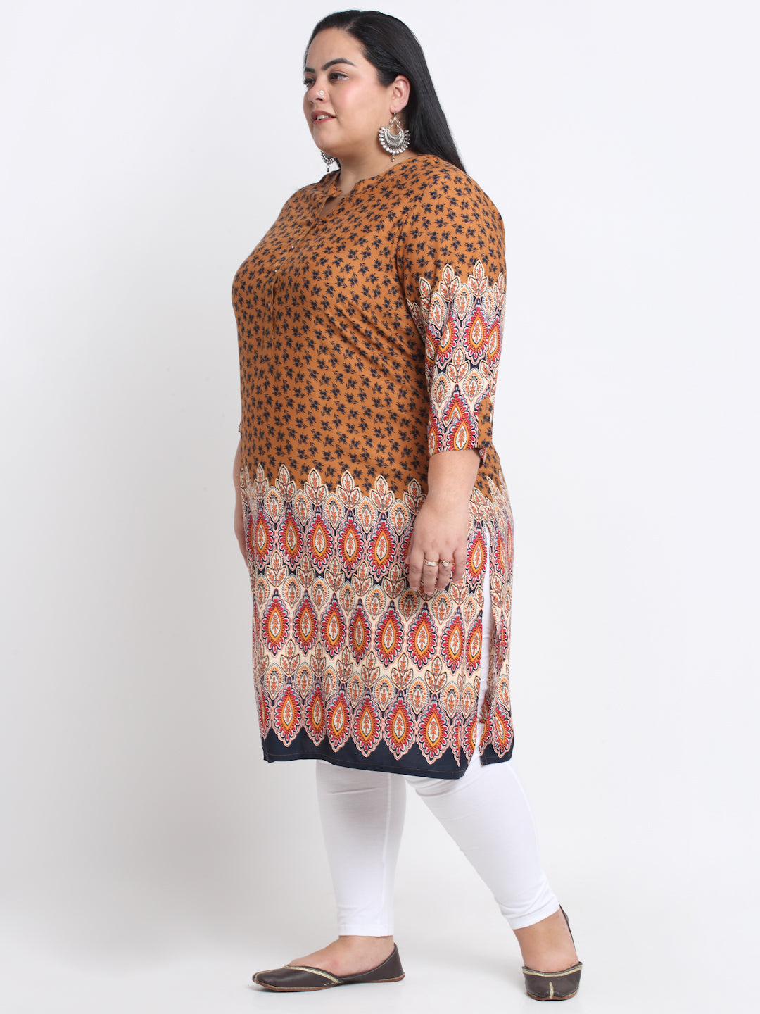 Mandarin Collar Floral Printed Kurta