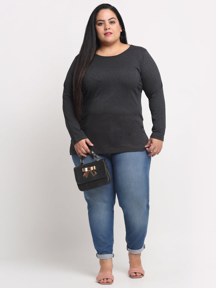 Women Plus Size Charcoal T-shirt