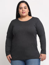 Women Plus Size Charcoal T-shirt