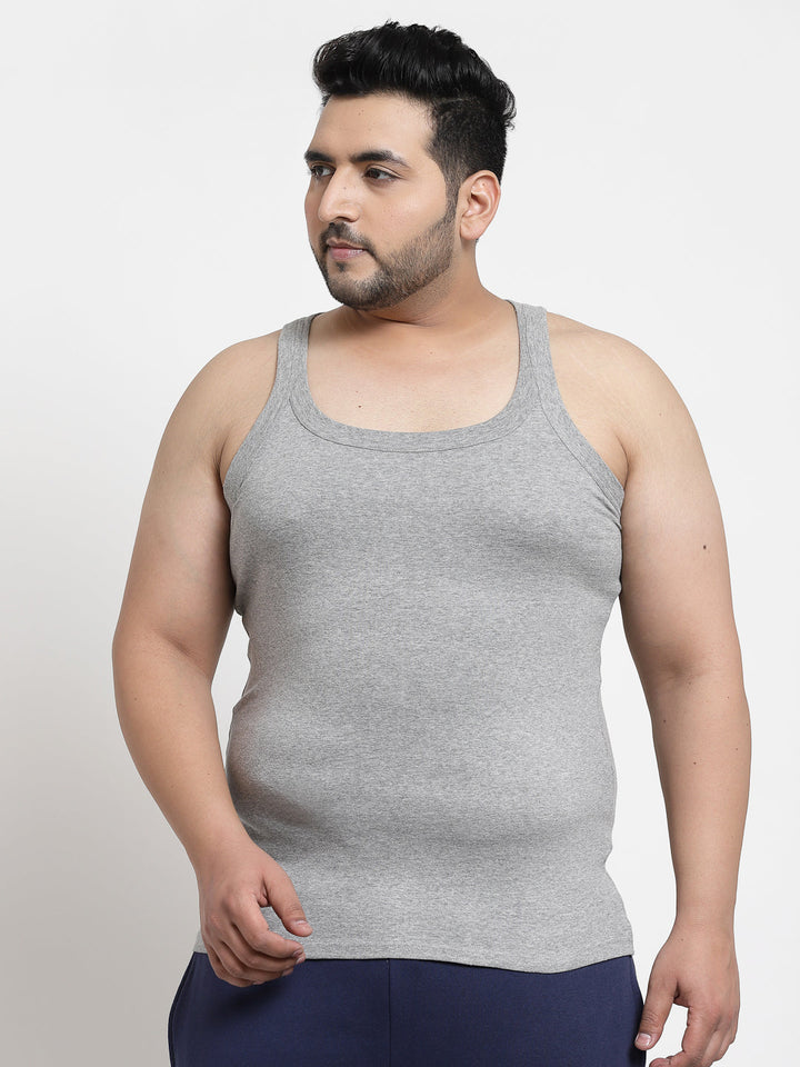 Plus Size Men Grey Solid Tank Lounge T-Shirt